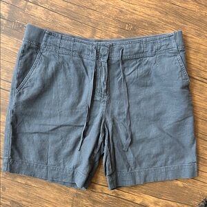 J.Jill Gray Linen Blend Shorts Size 10 | Elastic Waist Drawstring | 6” Inseam